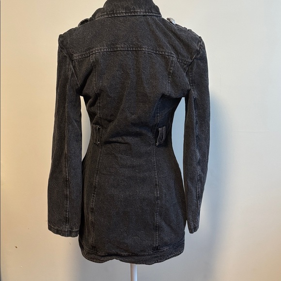 L'ATISTE Charcoal Denim Jacket with Silver Buttons - Picture 5 of 7